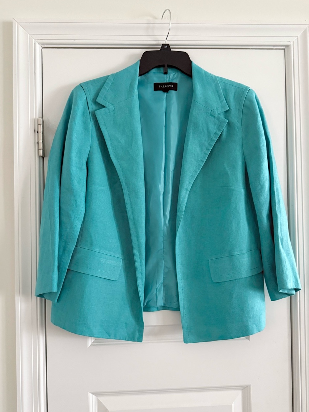 Talbots 100% Linen Aqua Blazer Women’s 12 Classic Preppy
